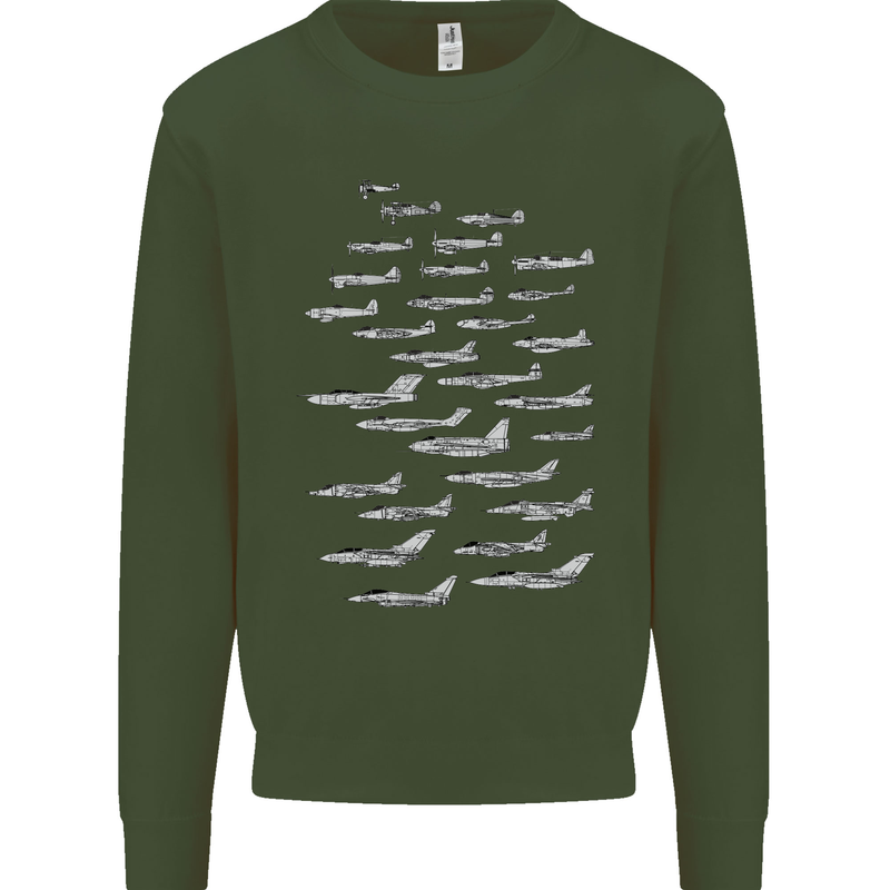 British RAF Fighters Royal Air Force Planes Mens Sweatshirt Jumper Forest Green