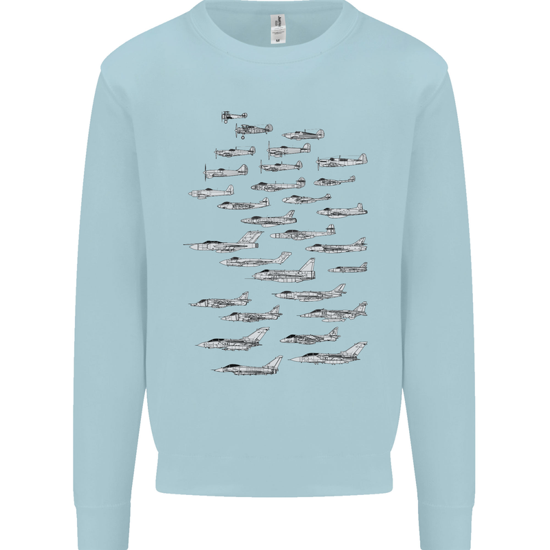 British RAF Fighters Royal Air Force Planes Mens Sweatshirt Jumper Light Blue