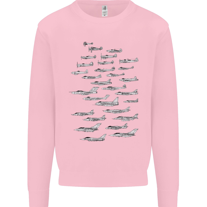 British RAF Fighters Royal Air Force Planes Mens Sweatshirt Jumper Light Pink