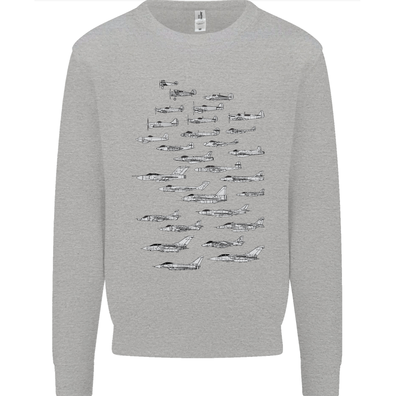 British RAF Fighters Royal Air Force Planes Mens Sweatshirt Jumper Sports Grey