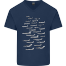 British RAF Fighters Royal Air Force Planes Mens V-Neck Cotton T-Shirt Navy Blue