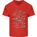 British RAF Fighters Royal Air Force Planes Mens V-Neck Cotton T-Shirt Red
