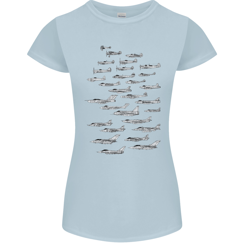 British RAF Fighters Royal Air Force Planes Womens Petite Cut T-Shirt Light Blue