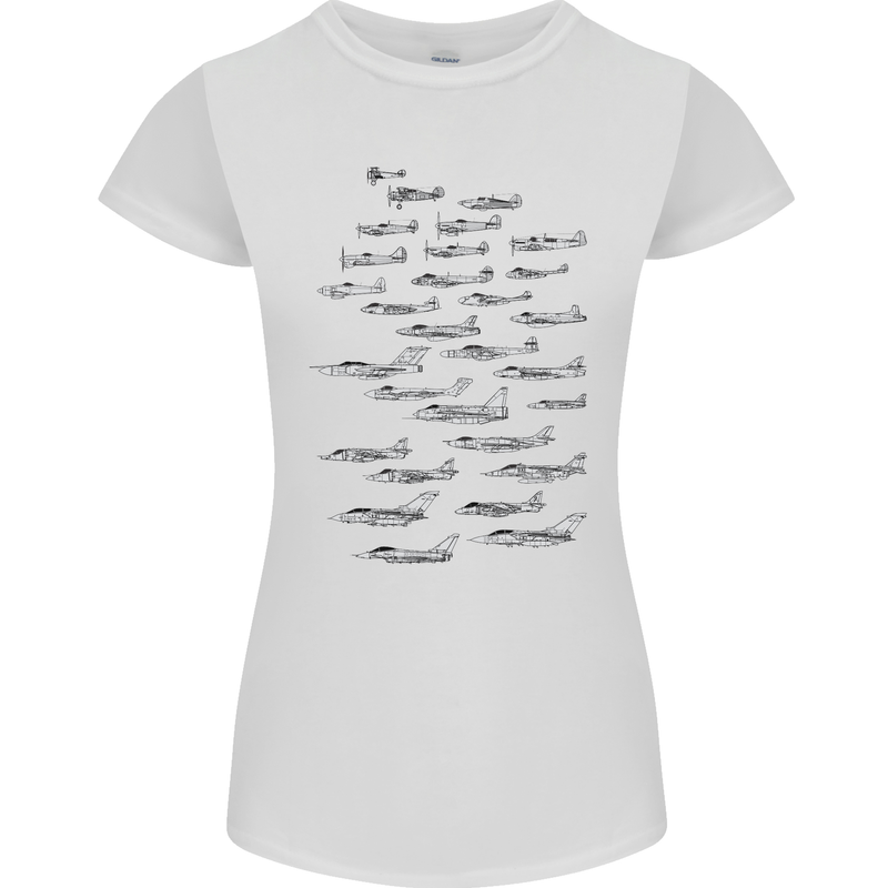 British RAF Fighters Royal Air Force Planes Womens Petite Cut T-Shirt White