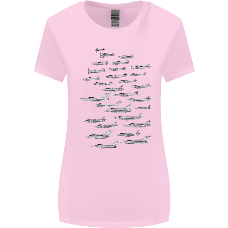 British RAF Fighters Royal Air Force Planes Womens Wider Cut T-Shirt Light Pink