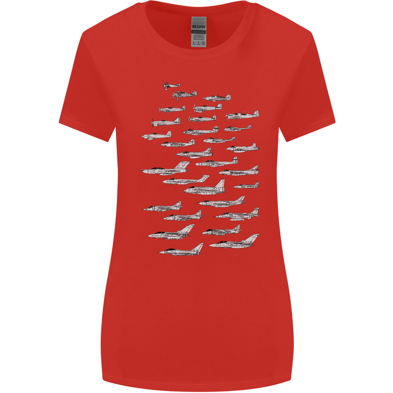 British RAF Fighters Royal Air Force Planes Womens Wider Cut T-Shirt Red