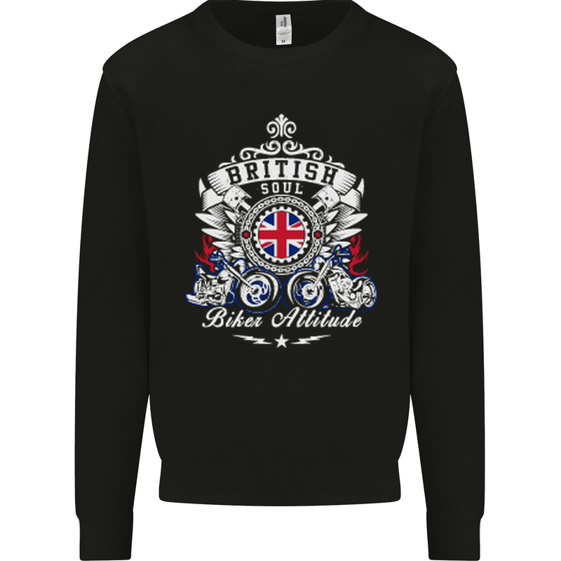 British Soul Biker Motorcycle Motorbike Mens Sweatshirt Jumper Black