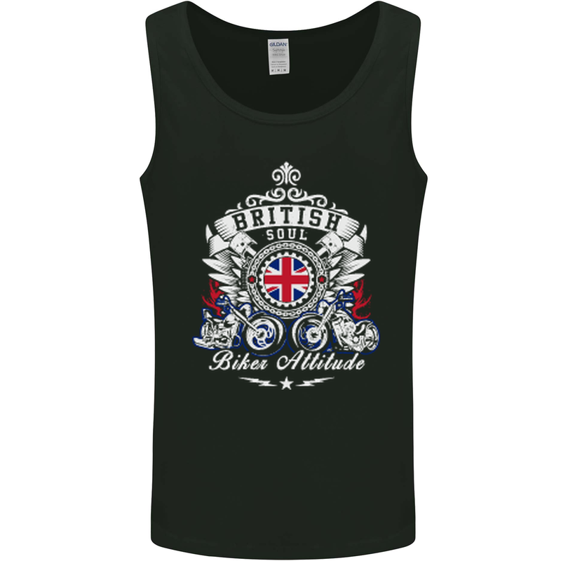 British Soul Biker Motorcycle Motorbike Mens Vest Tank Top Black