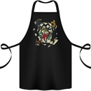 Broken Skull With Roses & Raven Cotton Apron 100% Organic Black