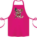 Broken Skull With Roses & Raven Cotton Apron 100% Organic Pink