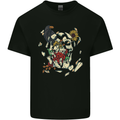 Broken Skull With Roses & Raven Kids T-Shirt Childrens Black
