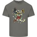 Broken Skull With Roses & Raven Kids T-Shirt Childrens Charcoal