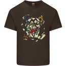 Broken Skull With Roses & Raven Kids T-Shirt Childrens Chocolate