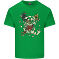 Broken Skull With Roses & Raven Kids T-Shirt Childrens Irish Green