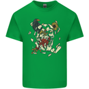 Broken Skull With Roses & Raven Kids T-Shirt Childrens Irish Green