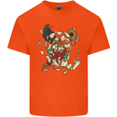 Broken Skull With Roses & Raven Kids T-Shirt Childrens Orange