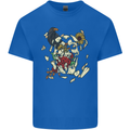 Broken Skull With Roses & Raven Kids T-Shirt Childrens Royal Blue