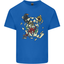 Broken Skull With Roses & Raven Kids T-Shirt Childrens Royal Blue