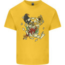 Broken Skull With Roses & Raven Kids T-Shirt Childrens Yellow