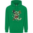 Broken Skull With Roses & Raven Mens 80% Cotton Hoodie Irish Green