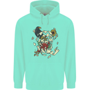 Broken Skull With Roses & Raven Mens 80% Cotton Hoodie Peppermint
