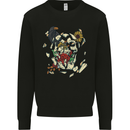 Broken Skull With Roses & Raven Mens Sweatshirt Jumper Black
