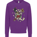 Broken Skull With Roses & Raven Mens Sweatshirt Jumper Purple