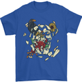 Broken Skull With Roses & Raven Mens T-Shirt Cotton Gildan Royal Blue