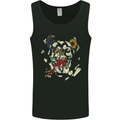 Broken Skull With Roses & Raven Mens Vest Tank Top Black