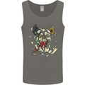 Broken Skull With Roses & Raven Mens Vest Tank Top Charcoal