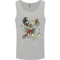 Broken Skull With Roses & Raven Mens Vest Tank Top Sports Grey