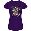Broken Skull With Roses & Raven Womens Petite Cut T-Shirt Purple