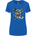 Broken Skull With Roses & Raven Womens Wider Cut T-Shirt Royal Blue