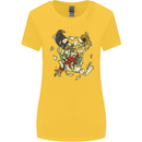 Broken Skull With Roses & Raven Womens Wider Cut T-Shirt Yellow