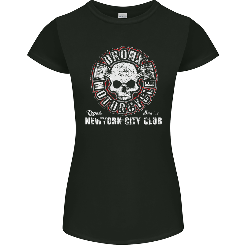 Bronx Motorcycle Motorcycle Motorbike Biker Womens Petite Cut T-Shirt Black