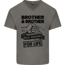 Brother & Brother Friends for Life Funny Mens V-Neck Cotton T-Shirt Charcoal