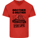 Brother & Brother Friends for Life Funny Mens V-Neck Cotton T-Shirt Red