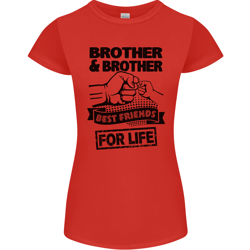 Brother & Brother Friends for Life Funny Womens Petite Cut T-Shirt Red