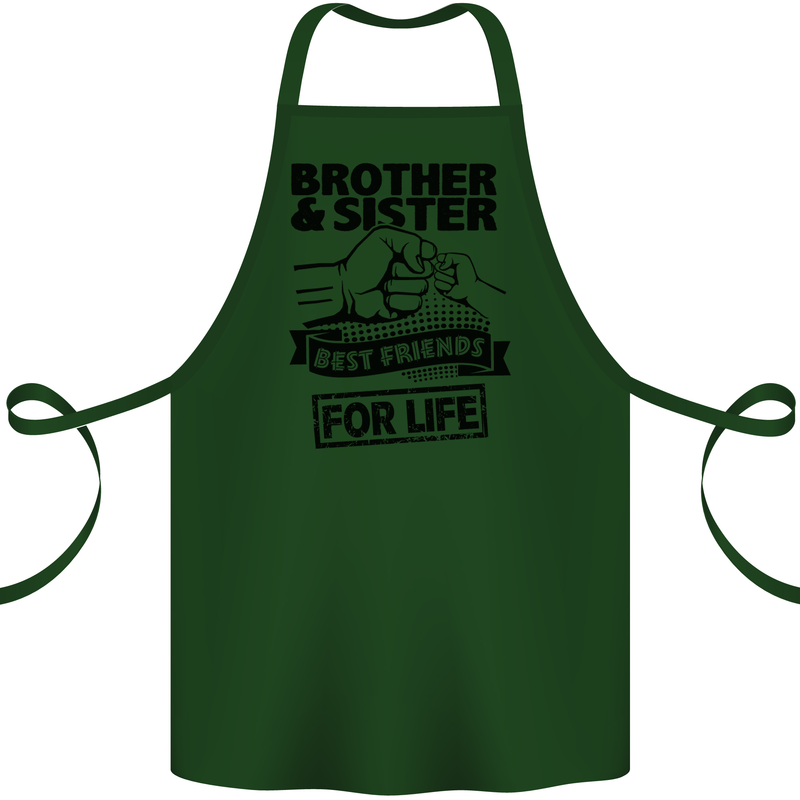 Brother & Sister Best Friends Siblings Cotton Apron 100% Organic Forest Green