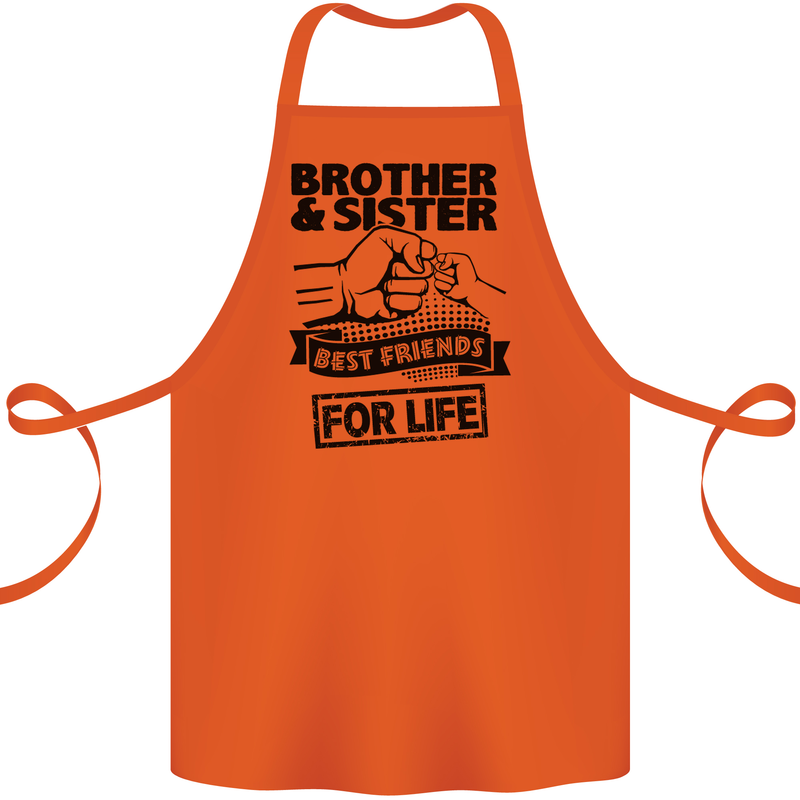 Brother & Sister Best Friends Siblings Cotton Apron 100% Organic Orange