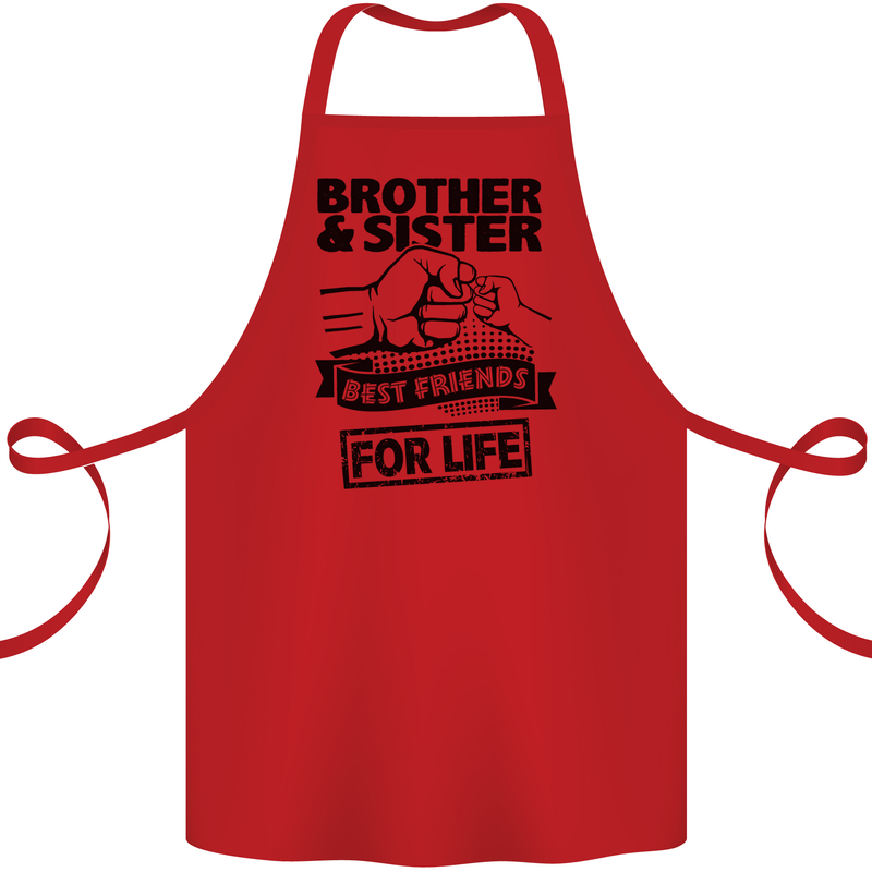 Brother & Sister Best Friends Siblings Cotton Apron 100% Organic Red