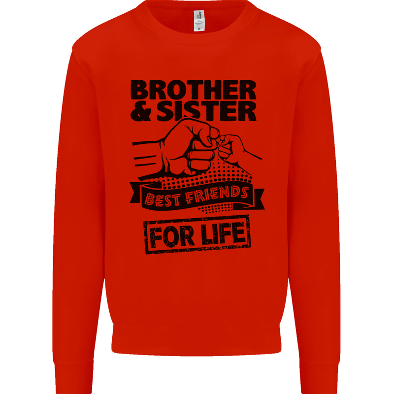 Brother & Sister Best Friends Siblings Mens Sweatshirt Jumper Bright Red