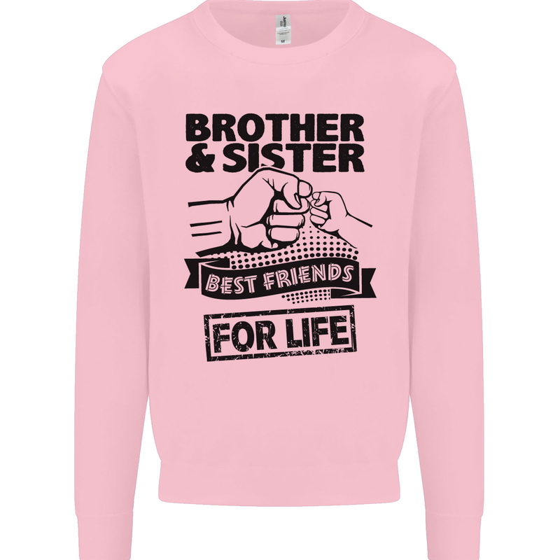 Brother & Sister Best Friends Siblings Mens Sweatshirt Jumper Light Pink