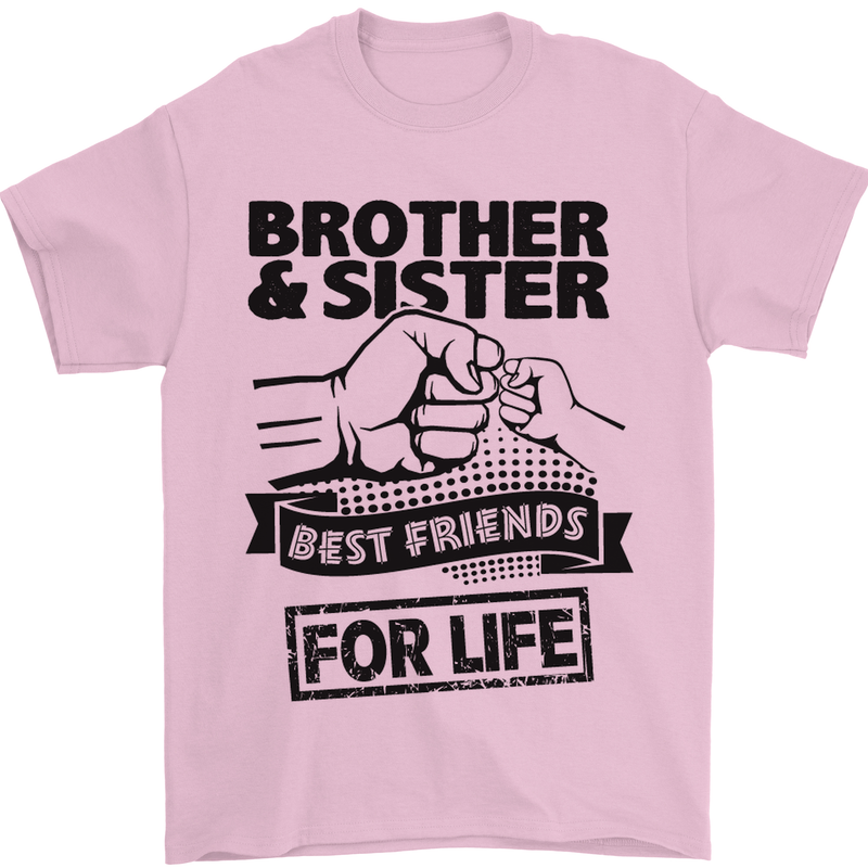 Brother & Sister Best Friends Siblings Mens T-Shirt Cotton Gildan Light Pink