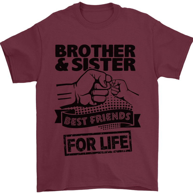 Brother & Sister Best Friends Siblings Mens T-Shirt Cotton Gildan Maroon