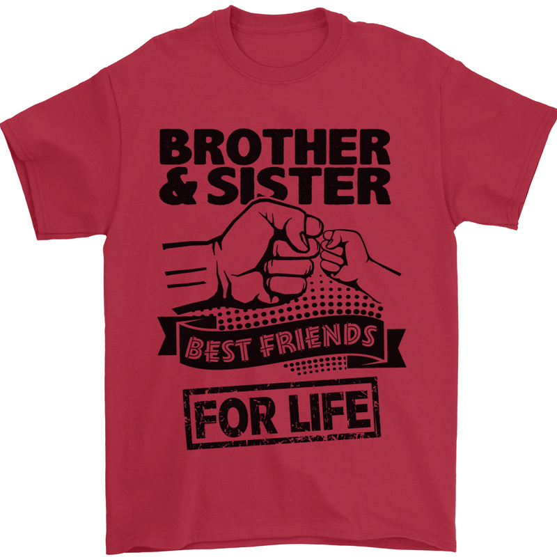Brother & Sister Best Friends Siblings Mens T-Shirt Cotton Gildan Red