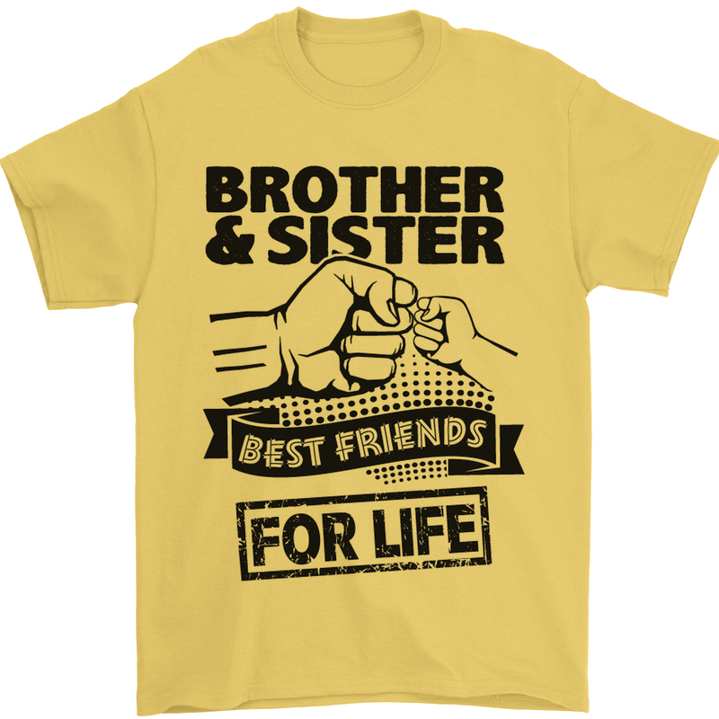 Brother & Sister Best Friends Siblings Mens T-Shirt Cotton Gildan Yellow