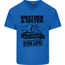 Brother & Sister Best Friends Siblings Mens V-Neck Cotton T-Shirt Royal Blue