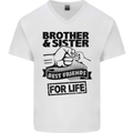 Brother & Sister Best Friends Siblings Mens V-Neck Cotton T-Shirt White