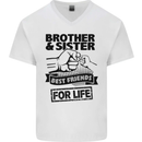 Brother & Sister Best Friends Siblings Mens V-Neck Cotton T-Shirt White